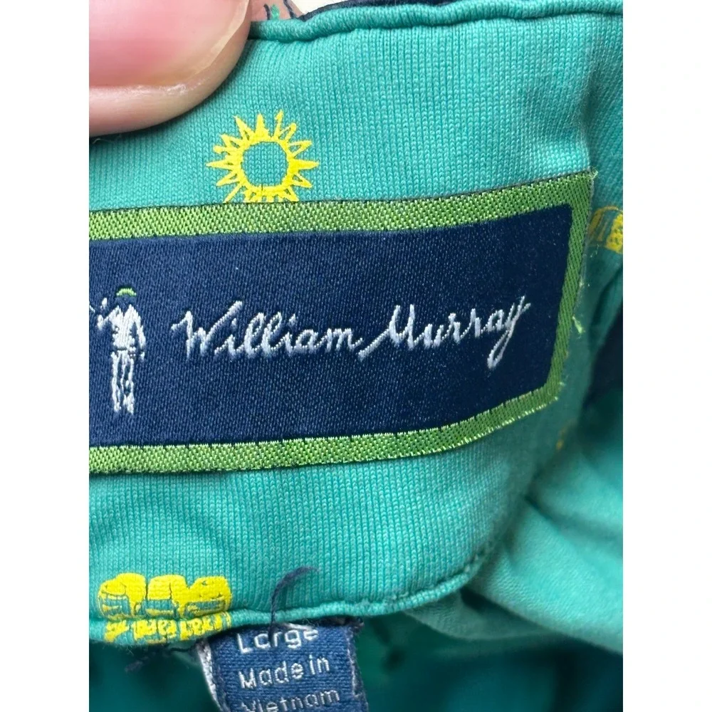 William Murray Golf Shorts Mens Large Teal Novelty Print Drawstring W32xL8‎